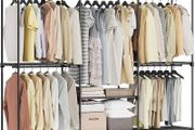 Open Wardrobe, Clothes Rail, 5 Hanging Compartments, Large Space, for Bedroom, Living Room, 205 x 43 x 166 cm, Black