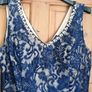 Dress beautiful long  navy lace dress gold lined size 16 on label  i think best suit size 14 Image 2