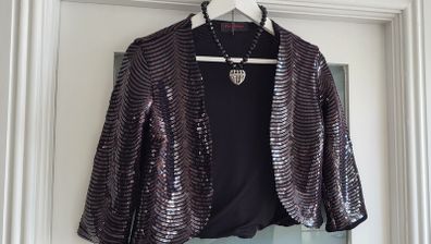 Miss Selfridge sequinned bolero Sz 8UK
