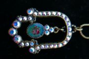Michal Negrin Hamsa Necklace Turquoise Blue Roses Hand of Fatima  in Box