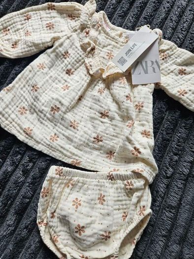 Zara Soft Baby Dress With Baby Knickers