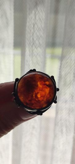 Rare Vintage Polish Rytosztuka Silver & Baltic Amber Ring