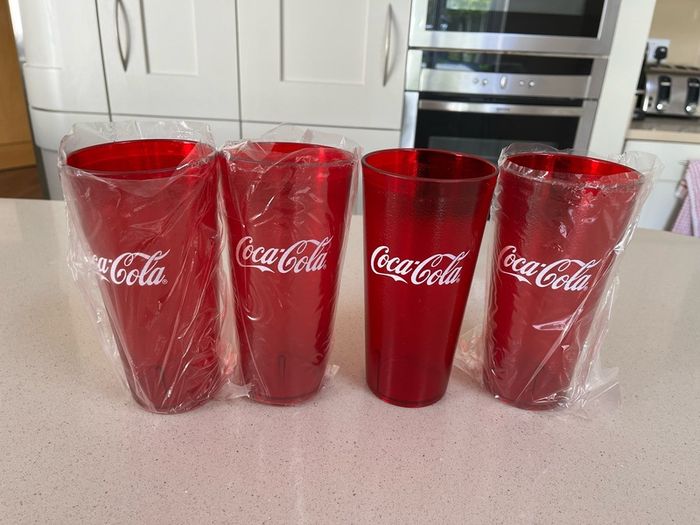 Coca Cola American Plastic Glasses x 4