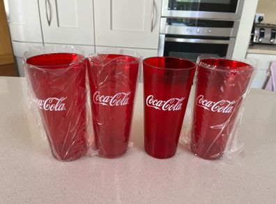 Coca Cola American Plastic Glasses x 4