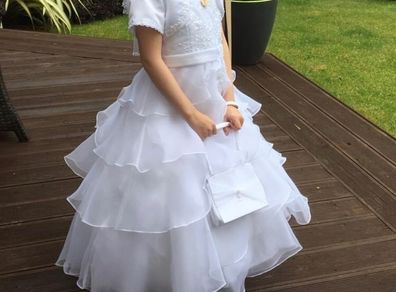 Girls Communion Dress with hoop and waistcoat