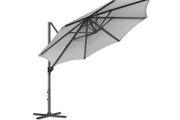 Rotatable Parasol, Cantilever Parasol, 300 cm, 28 Solar LED Lights, UPF 50, Garden Umbrella, 360Rotatable, Tilt Angle Infinitely Adjustable, with Crank, Cross Base