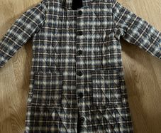 Check Padded  Hoodie Long Jacket