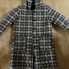 Check Padded  Hoodie Long Jacket