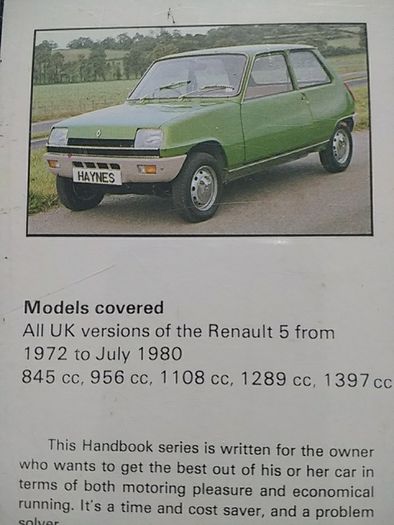 Renault 5 Owner's Handbook - New