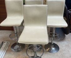 4 x Cream Leather Kitchen Breakfast Bar - Island High Stools - Can Deliver