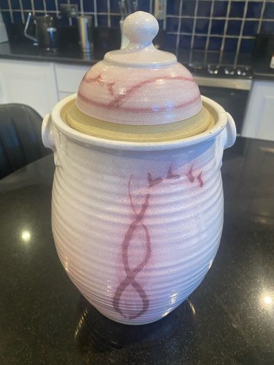 Beautiful very  Tall  12 inch Ceramic lidded pot