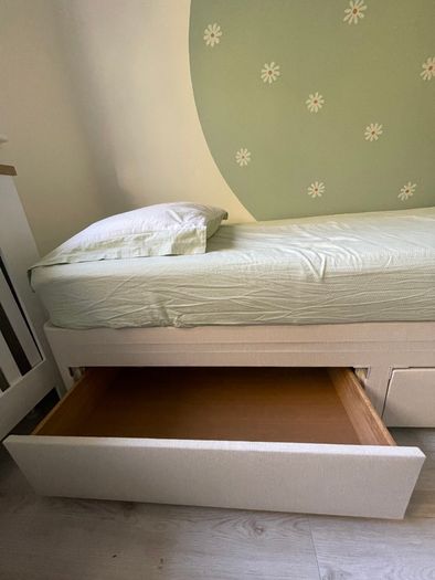 Single bed base with drawers and mattress
