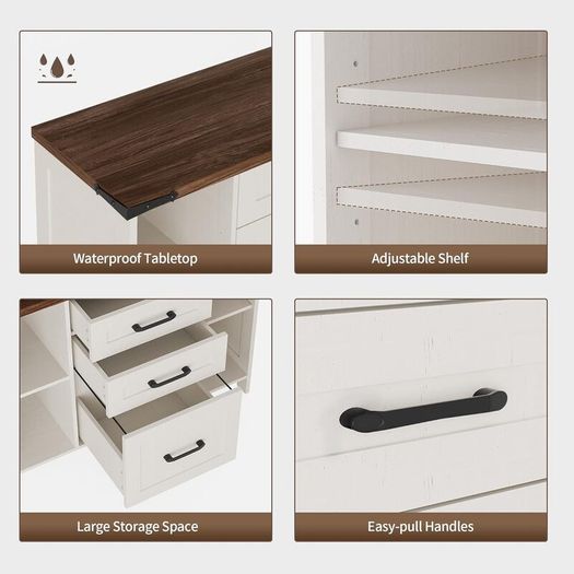 Sideboard Storage Cabinet, Kitchen Cupboard Storage with 3 Drawers
