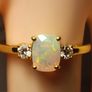 Cushion cut Rare Ethiopian Welo Opal and Lab Grown Diamond Trilogy Ring Image 2