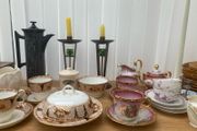 Pair of Arts and Craft candlesticks with dice