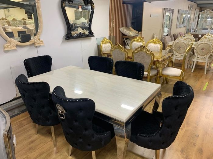 Marble Kitchen Dining Table With 6 Chairs