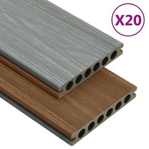 WPC Decking Boards with Accessories Brown and Grey 40 m.sq 2.2 m