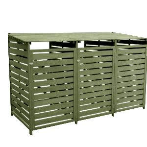 Wheelie Bin Cover  3 Bay Forest Green