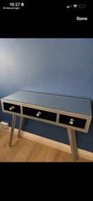 Silver Glass Table with Diamonte Handles