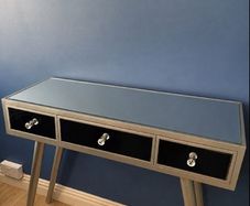 Silver Glass Table with Diamonte Handles