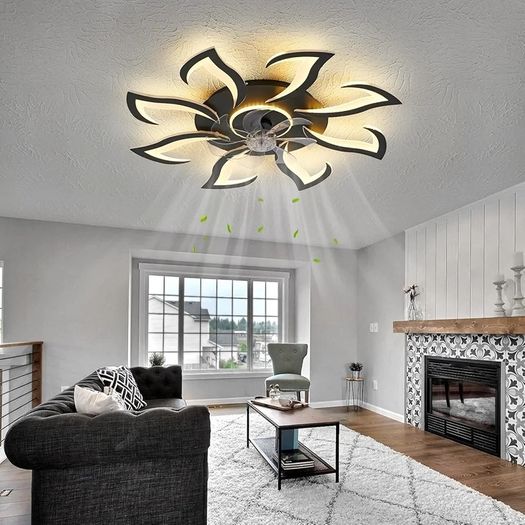 Ceiling Fan with Light and Remote Control, Dimmable Bedroom Fan, 6-Speed Settings, Suitable for Bedrooms, Living Rooms, and Kitchens - White
