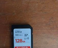 Sandisk 128 GB memory card for camera, 140 MB/S
