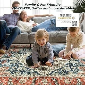 Washable Rugs Living Room Non Slip Area Rugs for Bedroom Machine Washable Rug Soft Short Pile Large Living Room Rug Vintage Oriental Boho Rug Non Shedding Dense Rugs 80x150cm Orange