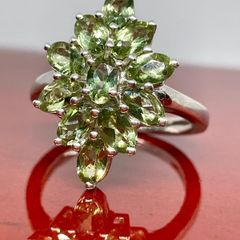 D'Joy Green Apatite Ring in Platinum Overlay Sterling Silver