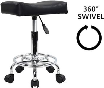 NEW SALE | Square Rolling Stool PU Leather Height Adjustable Swivel Massage SPA Salon Stools Task Chair with Wheels