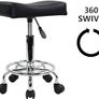 NEW SALE | Square Rolling Stool PU Leather Height Adjustable Swivel Massage SPA Salon Stools Task Chair with Wheels Image 2