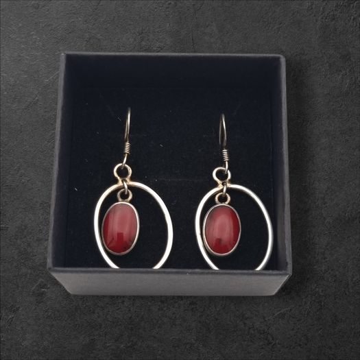 925 Vintage Sterling Silver Red Jasper Earrings