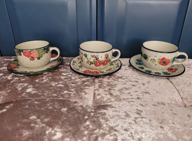 Boleslawiec pottery- cups and saucers