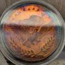 Silver Trade Unit One Troy Ounce .999 Fine Silver Coin Stunning Rainbow Toned Obverse and Reverse Image 4