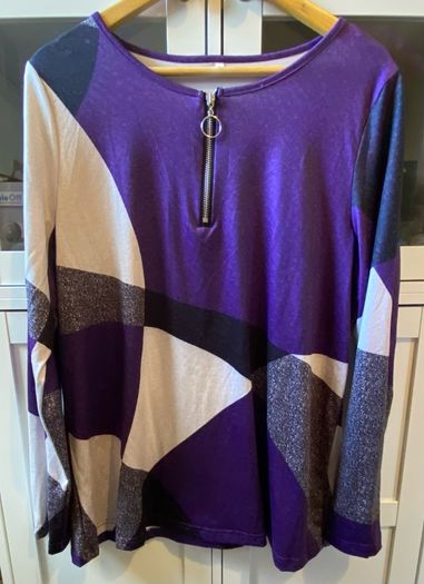 Purple Long Sleeve Geometric Top  Size XL UK 16 BNWOT