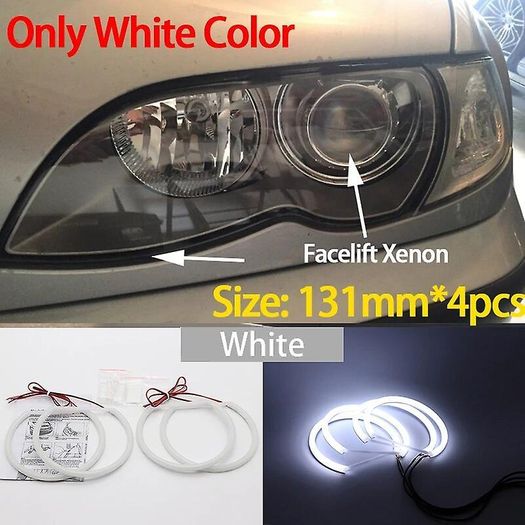 4x 131mm SMD Cotton Light Switchback LED Angel Eye Halo Ring Kit For BMW 3 5 7 SERIES E36 E38 E39 E46 (with HID Xenon headlights)