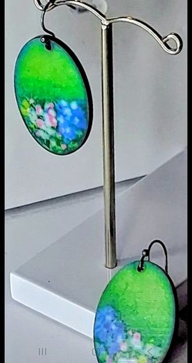 Oval Garden HandPainted Landscape Earrings