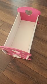 Children toy wooden dolls cot