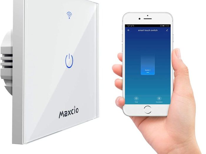 Smart WiFi Light Switch, Maxcio Alexa Smart Wall Light Switch 1Gang 1Way, Alexa Google Home Control, Smartlife APP Control, Timer/Schedule,Neutral Wire Required,Switch-1 Gang)