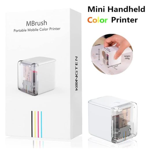Kongton Mini Handheld Printer Mbrush Mobile Portable Color Tattoo Logo Ink-jet DIY Printer Wireless USB IOS Android