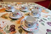 Set of 6 Sabichi Housewares Fine China Cups &amp; Saucers  Floral Pattern