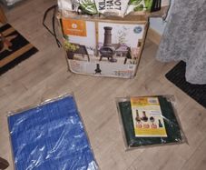 BRAND NEW: XL Cast Iron Chimenea Bundle! Logs & Cover Included!