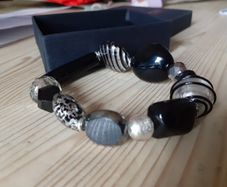 murano glass bracelet black new