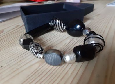 murano glass bracelet black new