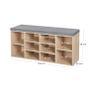 Padded shoe bench natural-grey  shoe bench, shoe rack, shoe storage, bench, 10 compartments, with upholstery, for the entrance area, hallway, bedroom, 104 x 30 x 48 cm, wood look Image 4