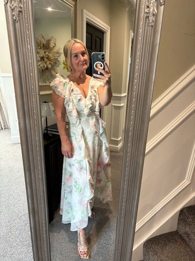 h&m floral ruffle dress