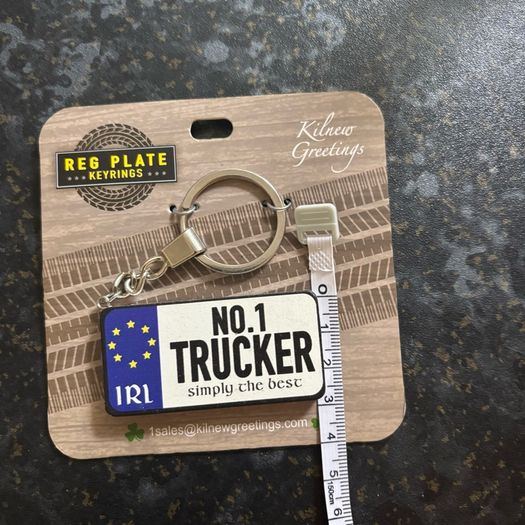 Novelty Irish "No. 1 Trucker" Registration Plate Keyring by Kilnew Greetings