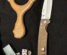 Bushcraft kit with leather belt pouch