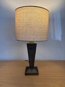 Antique Arts and Crafts Talbot hammered pewter table lamp c1930