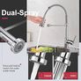 Kitchen Sink Mixer Tap, Spring Faucet with Pull Down Sprayer, 2 Spray Modes High Arc Single Handle Lever Kitchen Tap (Chrome Image 2