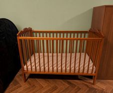 Large Wooden Baby Cot + Mattress | Great Condition